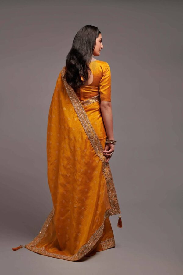 Wedding Haldi Yellow Saree Work Border