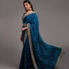 Wedding Party Wear Work Blue Saree