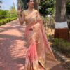 Designer Wedding Pink Saree with Work