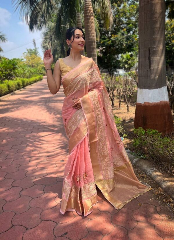 Designer Wedding Pink Saree with Work