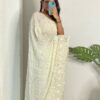 Women's Festival Sequence White Saree