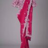 Embroidery Work Border Pink Saree