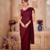 One Minute Sequence Maroon Saree