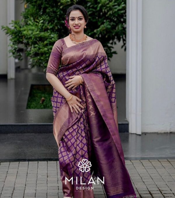 Traditional Soft Silk Purple Saree Blouse