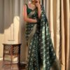 Traditional Green Saree in Silk Pakistani