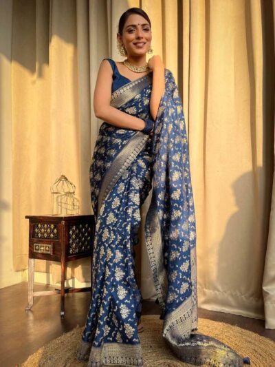 Kanjivaram Wedding Silk Blue Saree