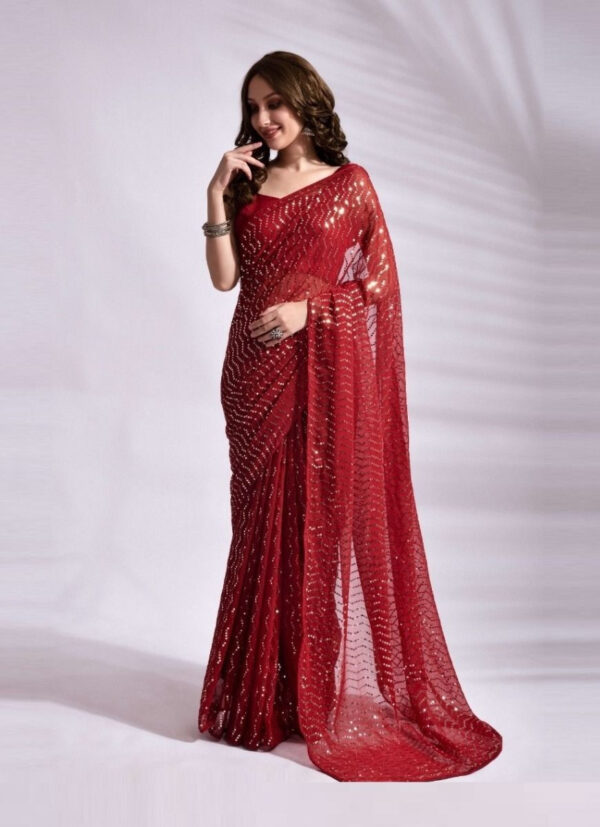 Sequence Function Wear Red Saree