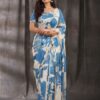 Bollywood Printed Silk Sky Blue Saree