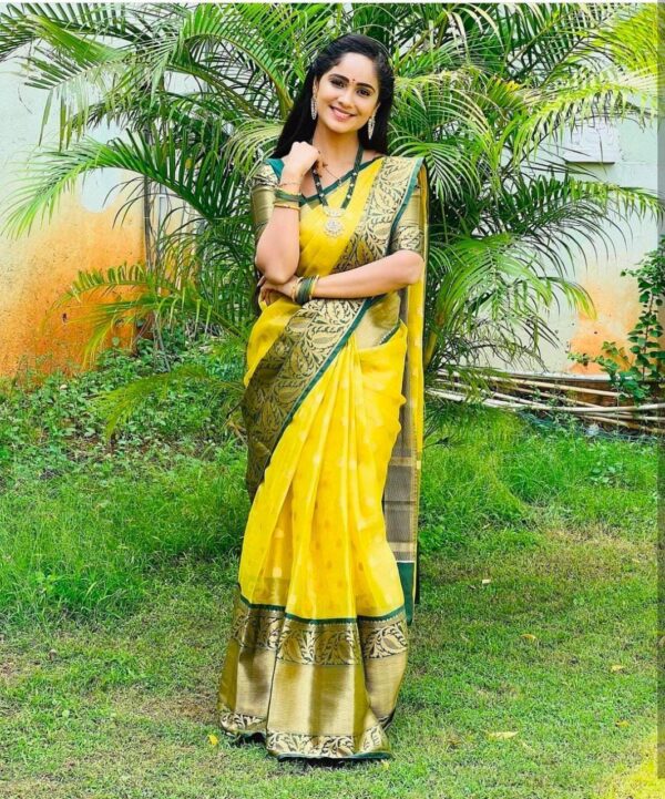 Silk Wedding Haldi Yellow Saree