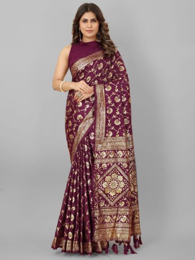 Silk Banarasi Wedding Purple Saree