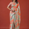 Silk Floral Design Sky Blue Saree