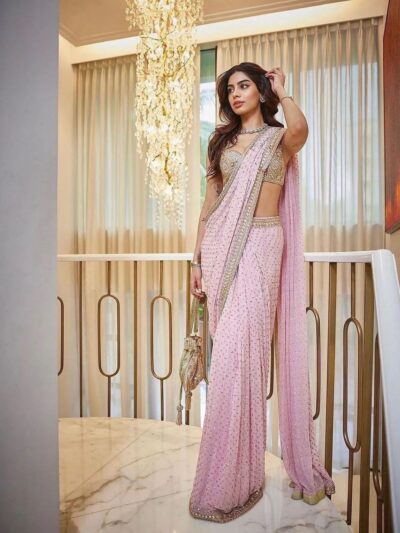 Bollywood Sequence Fancy Pink Saree