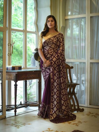 Sequence Women wear Purple Saree