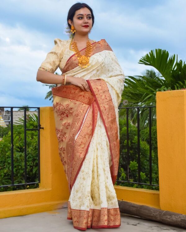 Traditional Wear Silk White Saree