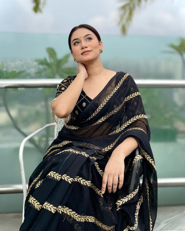 Embroidery Party Wear Black Saree