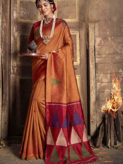 Festival Wear Formal Orange Saree