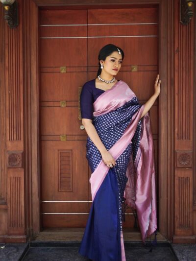 Banarsi Bollywood Fancy Silk Blue Saree