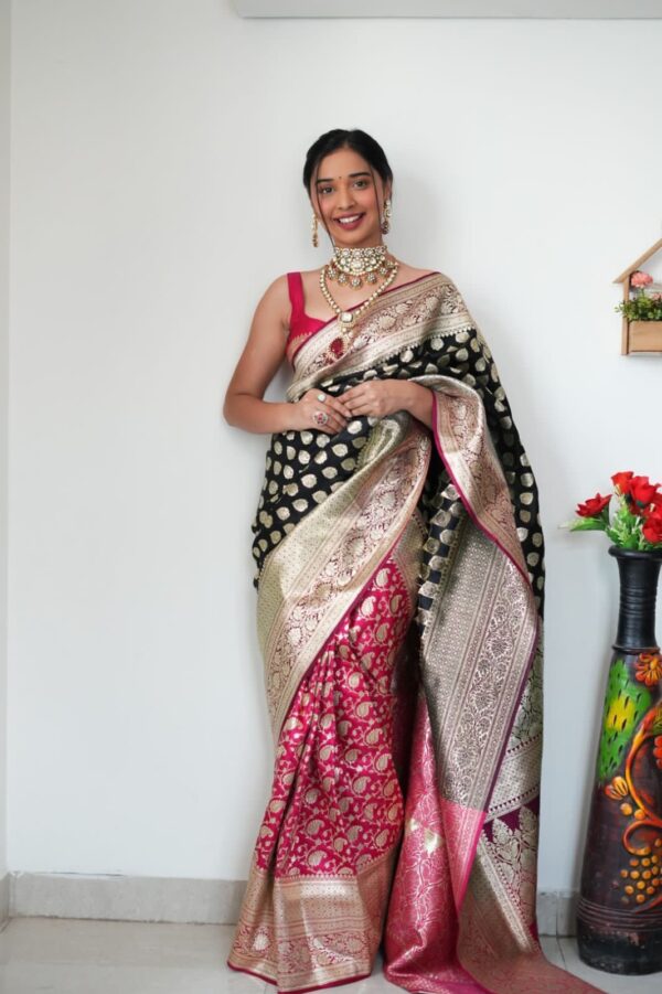 Wedding Fancy Double Color Silk Saree