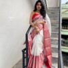 White Banarasi Festival Wear Silk Saree