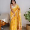 Wedding Linen Yellow Saree Blouse