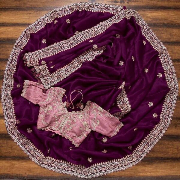 Designer Work Purple Saree Georgette