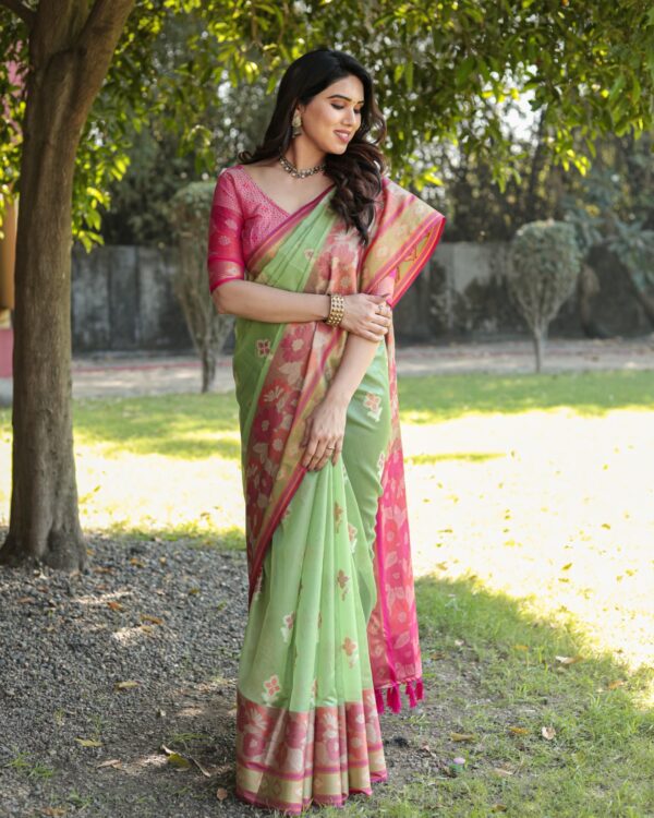 Cotton Formal Silk Green Saree