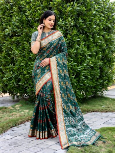 Traditional Patola Banarasi Green Saree