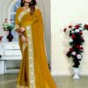 Wedding Yellow Saree in Work Border