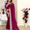 Work Border Purple Saree in Georgette