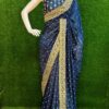 Work Border Bandhni Print Blue Saree