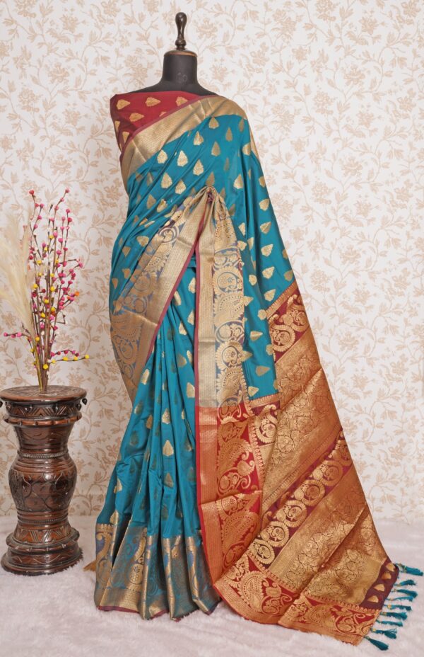 Women's Wedding Silk Sky Blue Saree