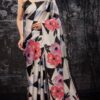 Designer Printed Black and White Saree