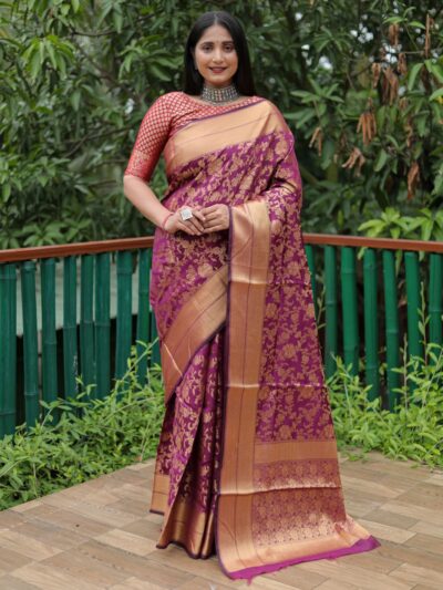 Banarsi Designer Purple Saree Silk