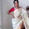 Silk Banarasi Traditional White Saree