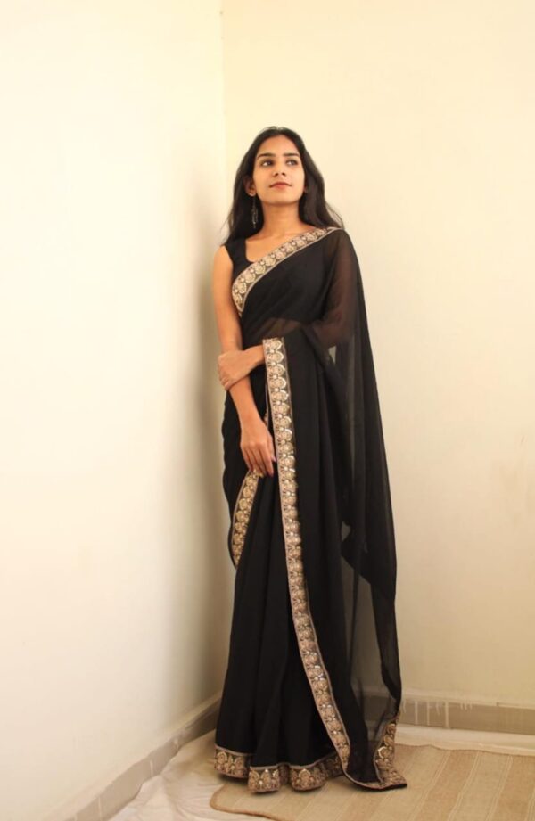 Fancy Work Border Black Saree