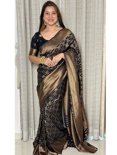 Banarasi Party Wear Black Silk Saree