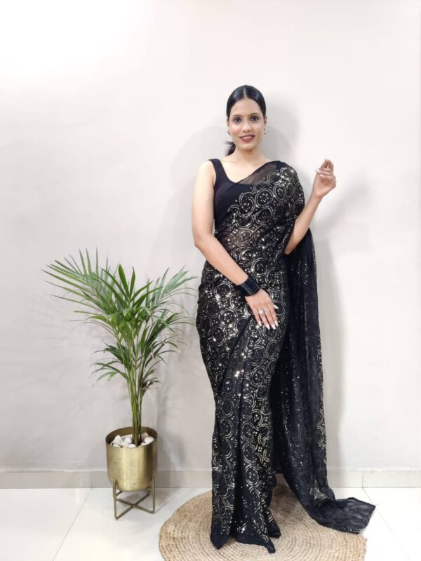 Sequence Ready to wear Black Saree