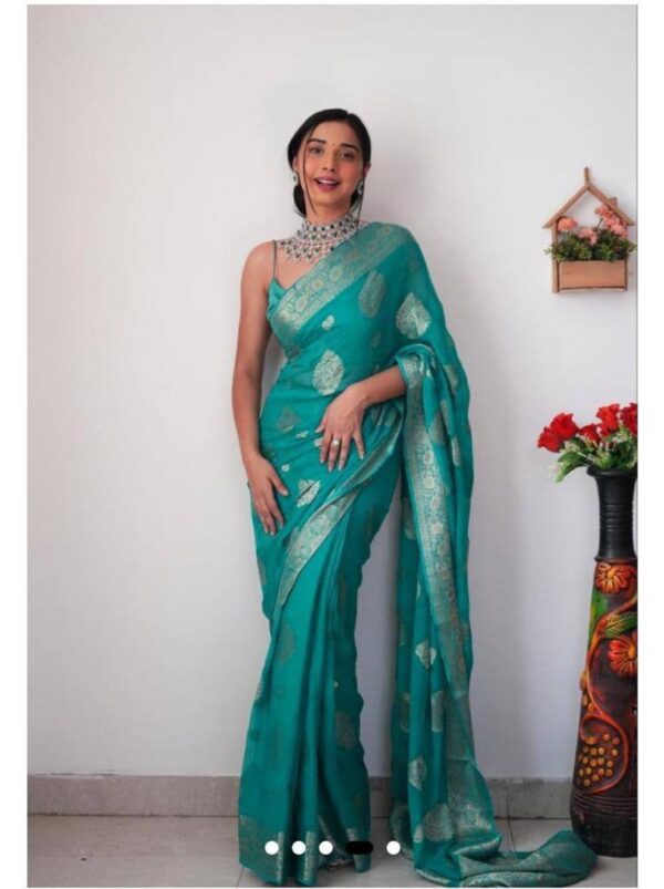 Fancy Wedding Silk Sky Blue Saree