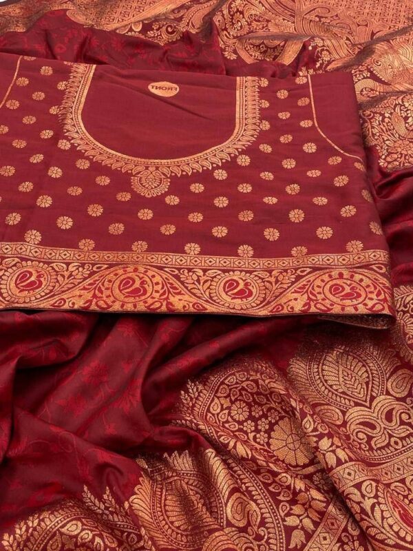 Designer Women Wear Silk Red Saree