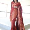 Designer Women Wear Silk Red Saree