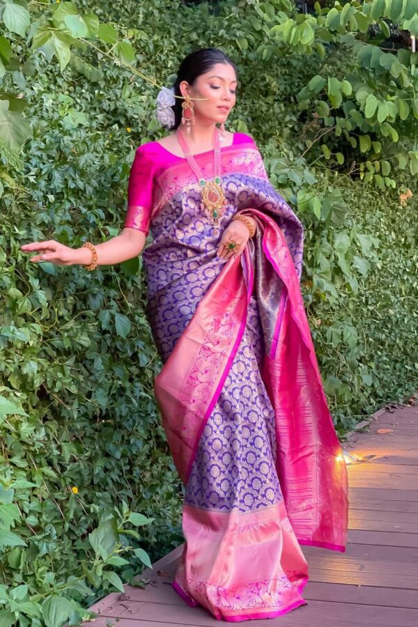 Traditional Wedding Purple Saree in Silk