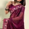 Party Sequence Organza Purple Saree