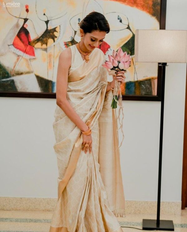 Cream Saree