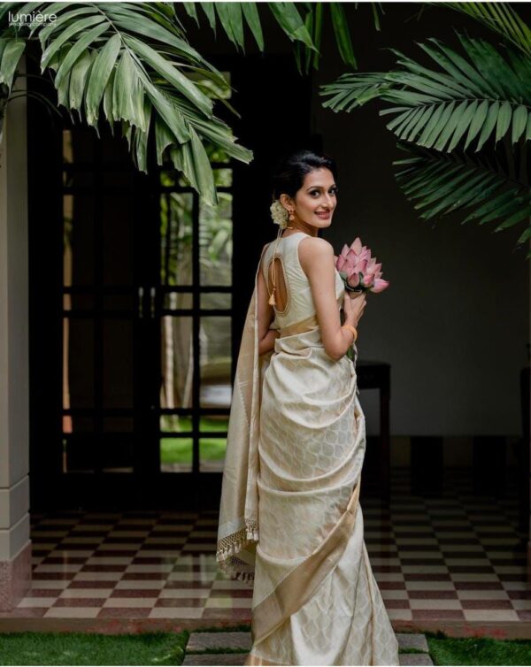 Cream Saree