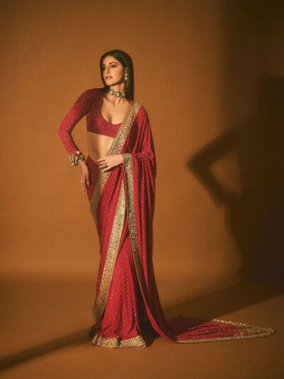 Bollywood Embroidery Red Saree