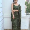 Sequence Wedding Pakistani Green Saree