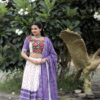 Work Navaratri White Lahenga Choli