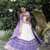 Work Navaratri White Lahenga Choli