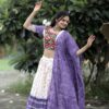 Work Navaratri White Lahenga Choli