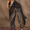 Designer Sequence Work Black Saree